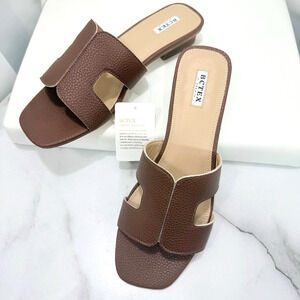 Women's Flat Sandals Summer Open Toe Slip On Dressy Slide Sandals Size 9